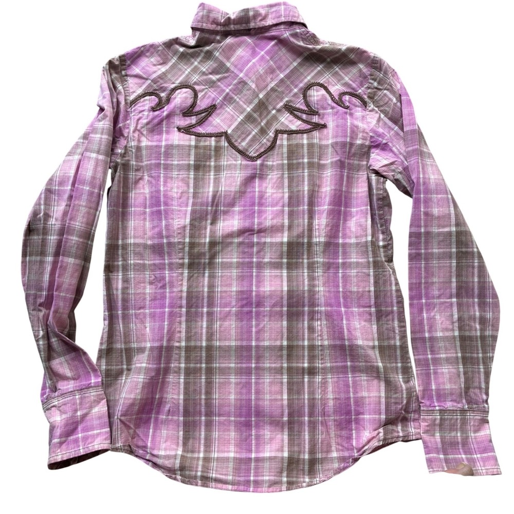 Cruel Girl Womens‎ Pink Plaid Western Snap Shirt Embroidered Yoke Cotton Medium
